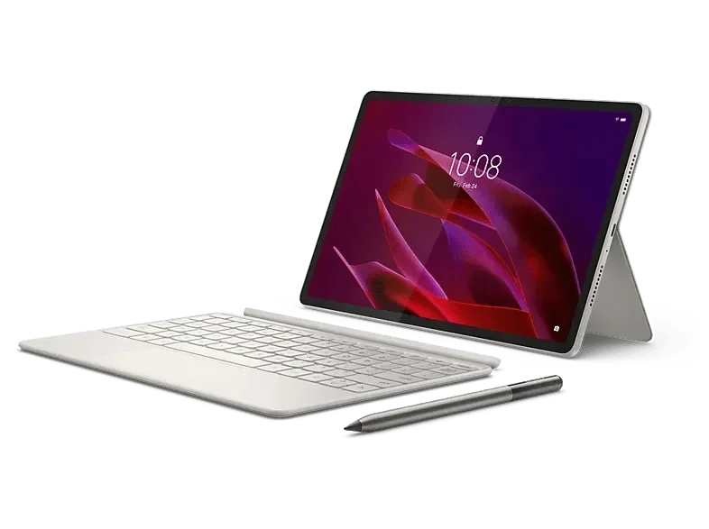 Lenovo Yoga Tab 11 on its stand next to a stylus