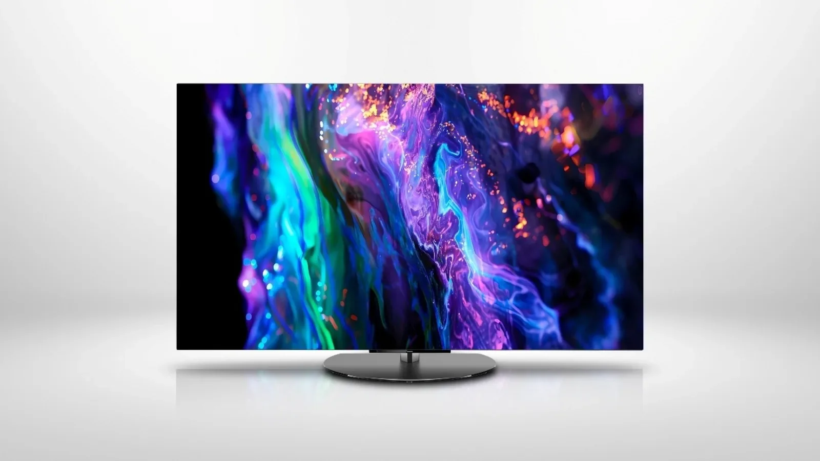 Panasonic OLED TV from the 2026 range on a pedestal stand