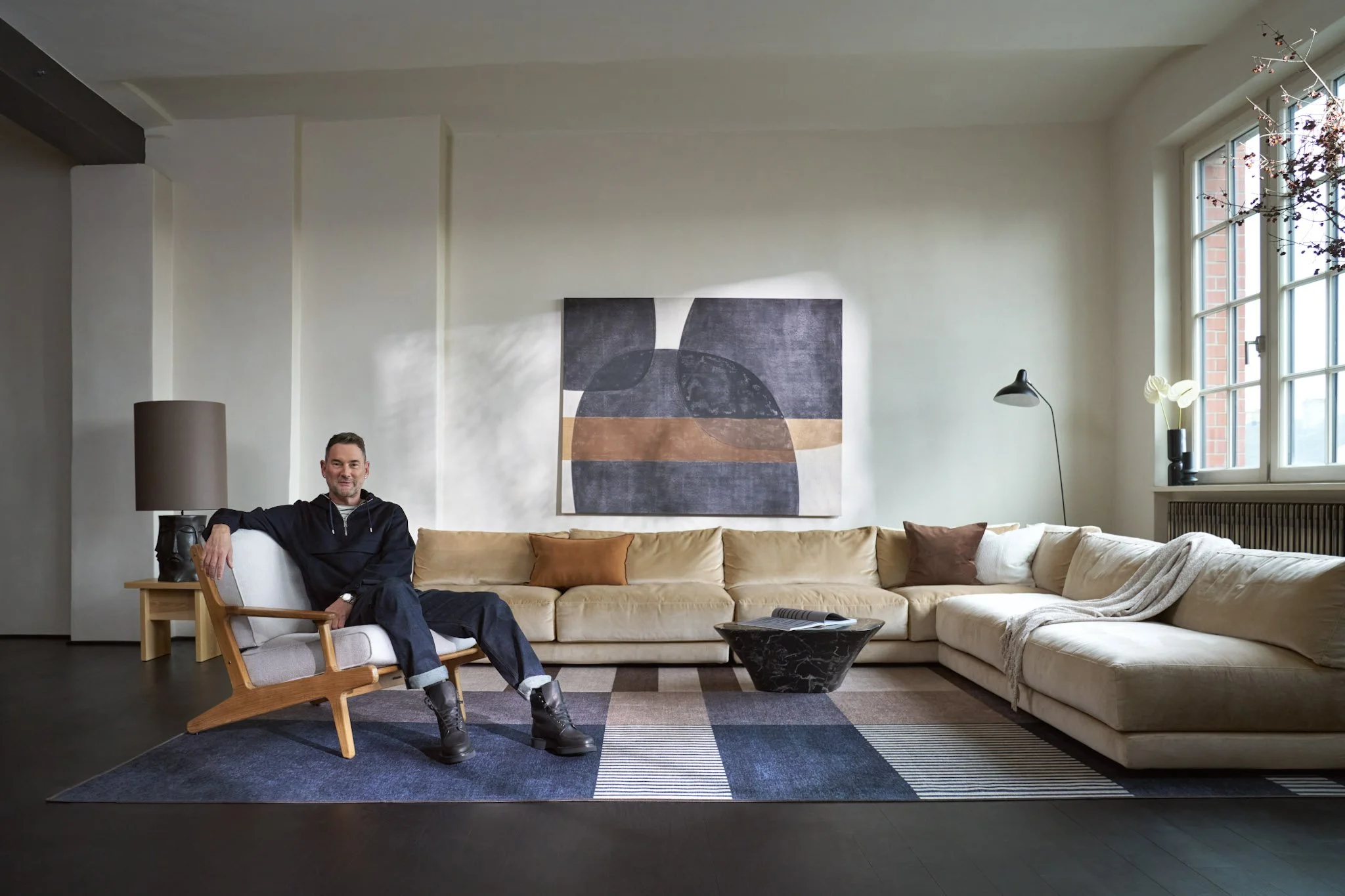 Set design and visual direction for the Michael Michalsky x Ruggable interior campaign shot inside a Berlin loft by Christian Rückert.