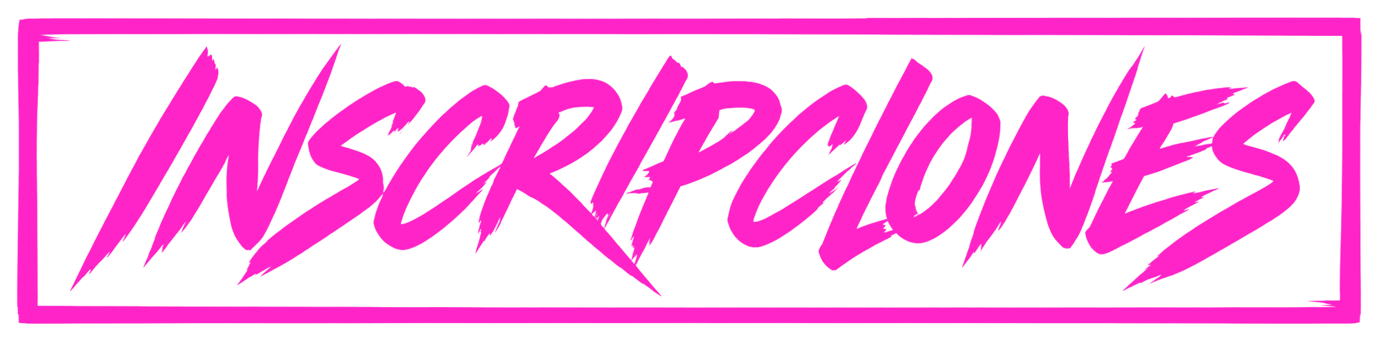 Texto en pantalla que dice 'Inscripciones' en letras rosas con fondo negro y borde rosa.