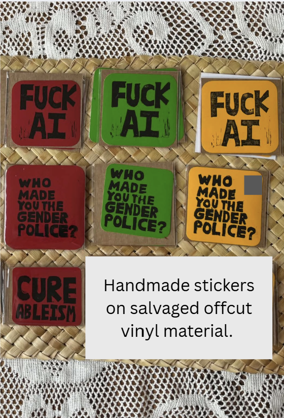 Hand Printed Stickers on Salvaged Vinyl (Limited)