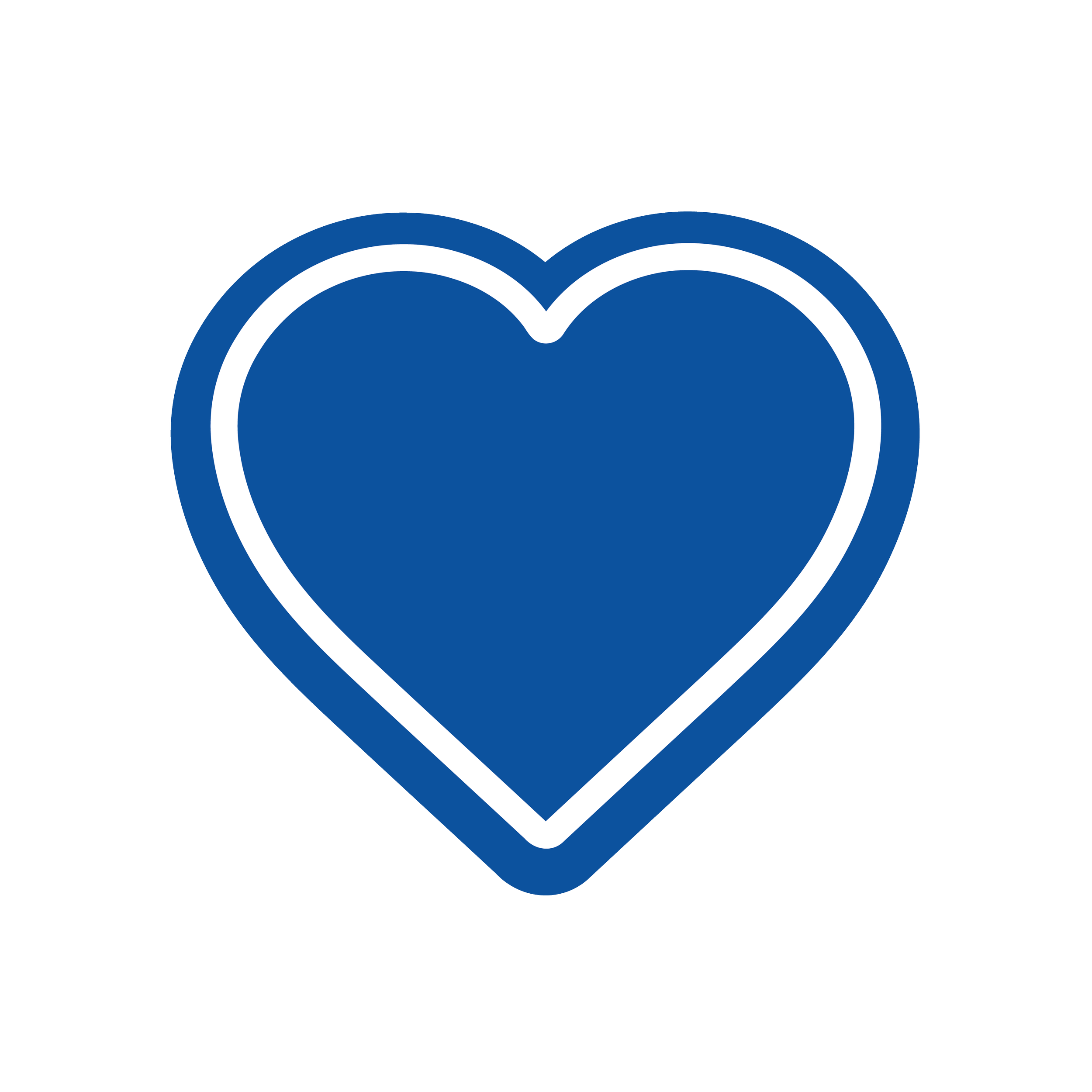 Un cœur stylisé en bleu avec une double bordure blanche, symbole d'amour ou de soutien.