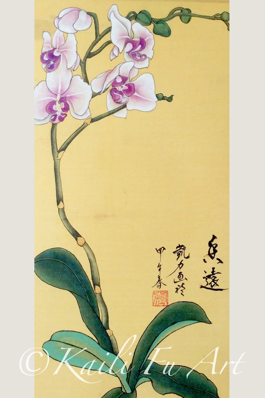 Orchids on silk