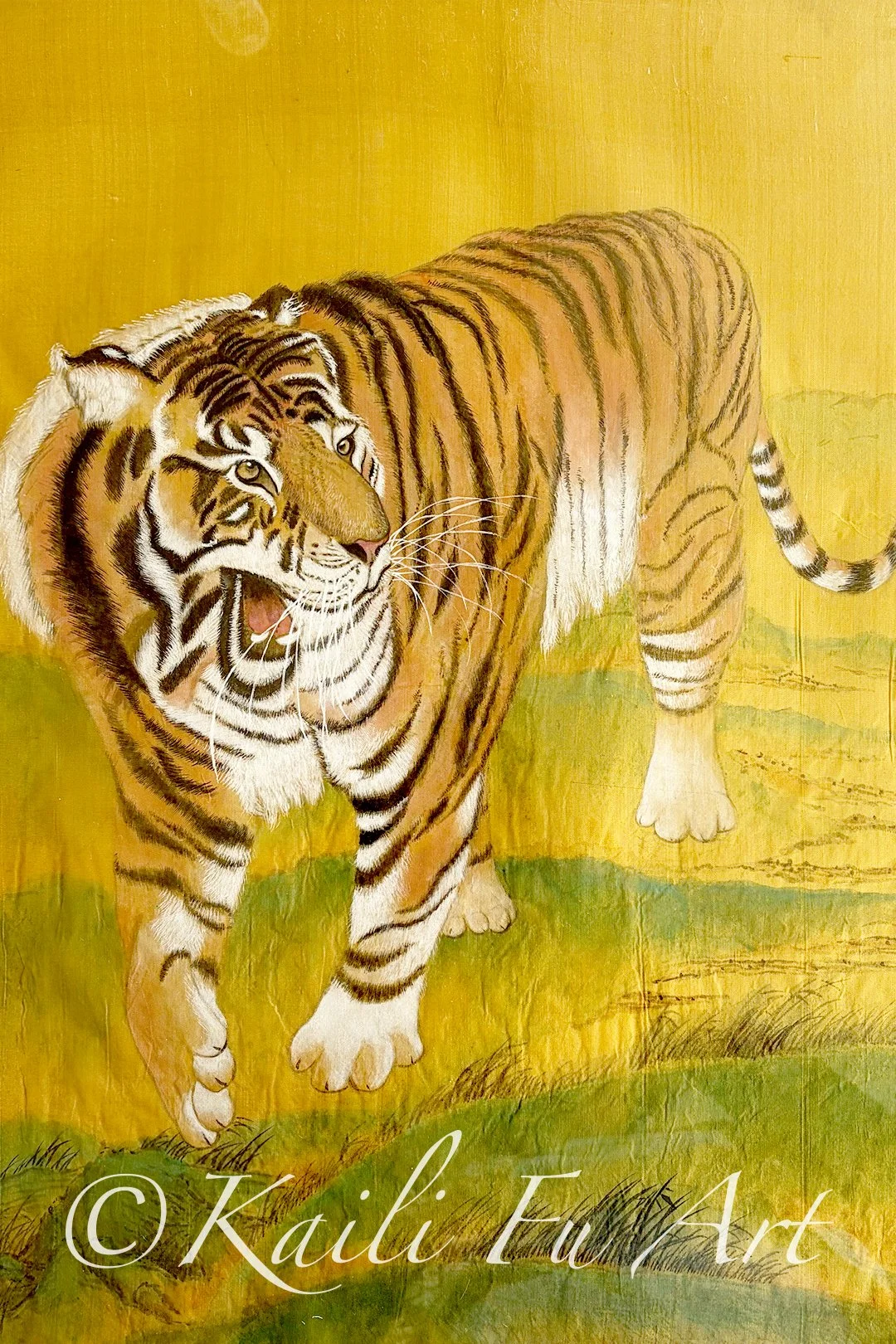 Tiger on silk