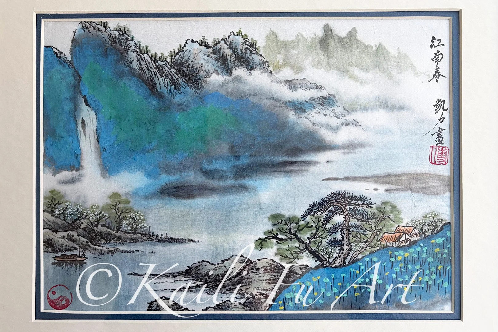 Waterfall landscape mounted