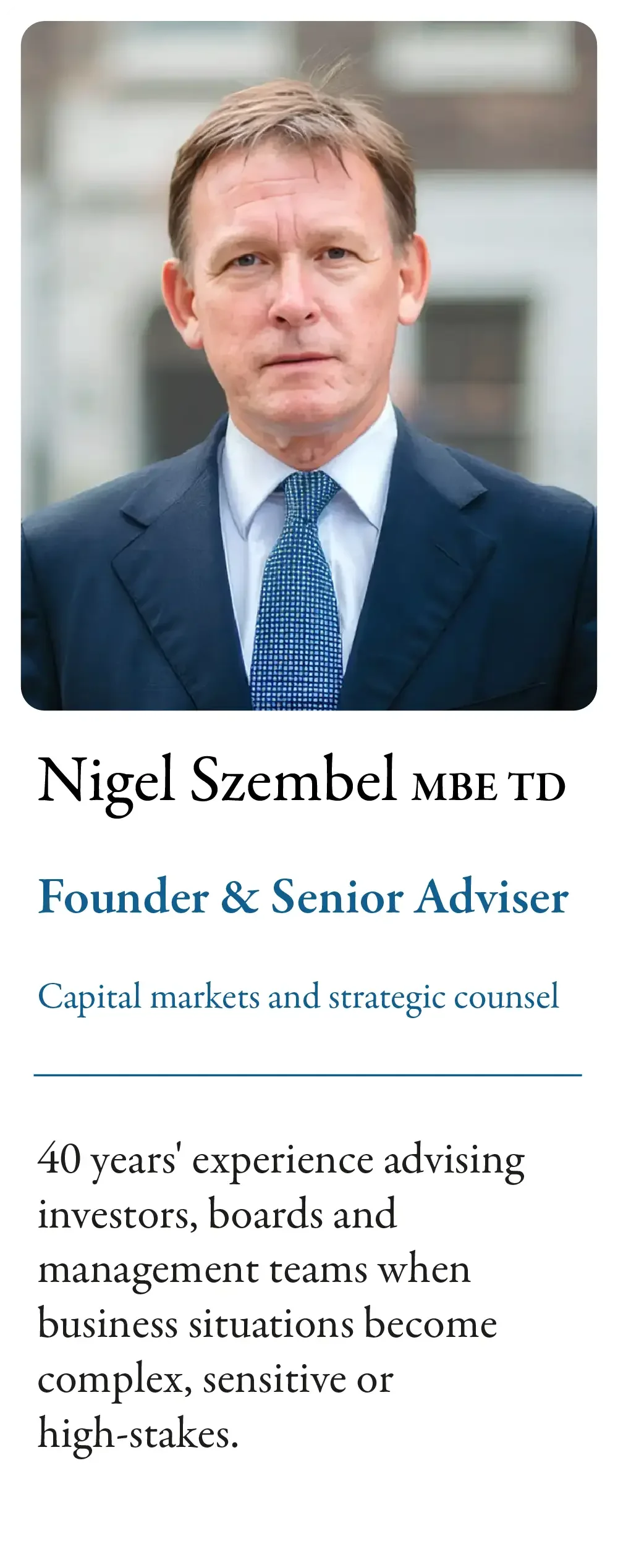 Nigel Szembel Thumbnail, click to see the full biography
