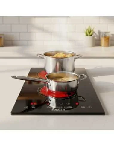 Haeger Vitro Heat 3000 Vitroceramic Electric Hob - 3000W, 2 Zones, Touch Control, 29 cm