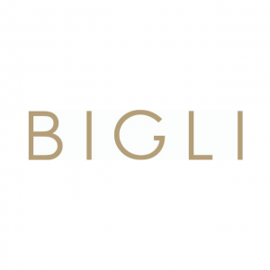 The word 'BIGLI' written in beige capital letters on a white background.