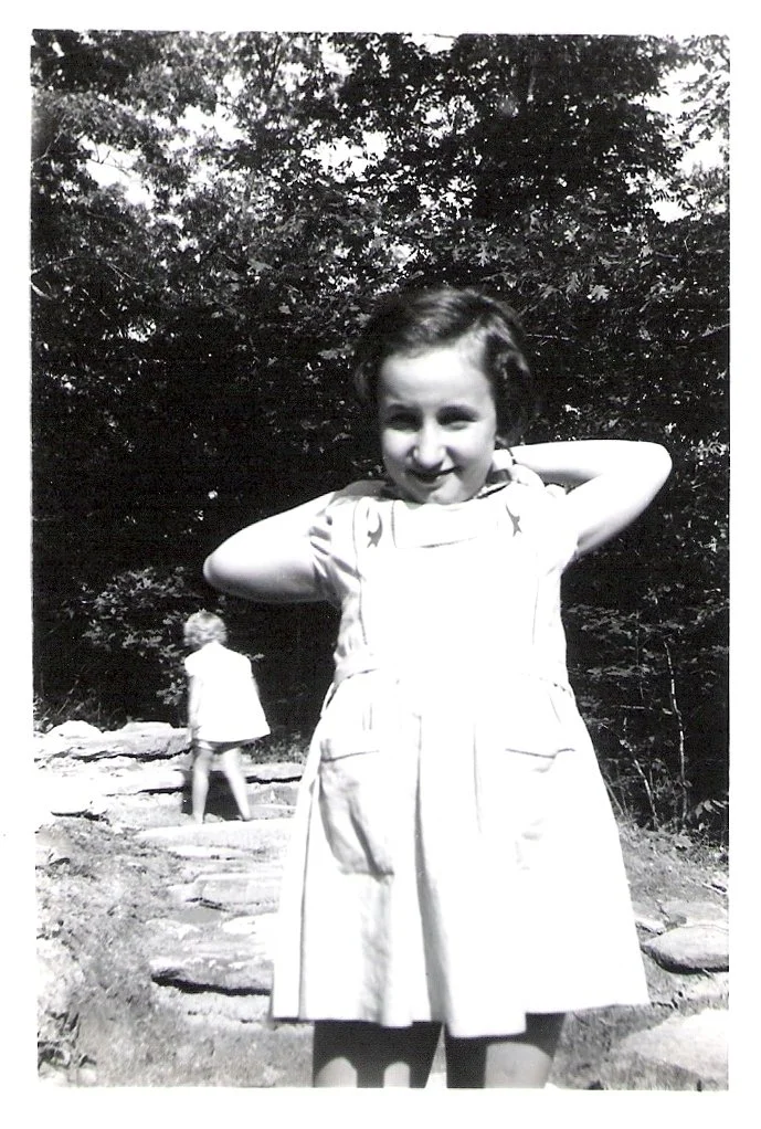 Candid shot of Choice circa 1944.  Her cousin Sally Dobbins is in the background.