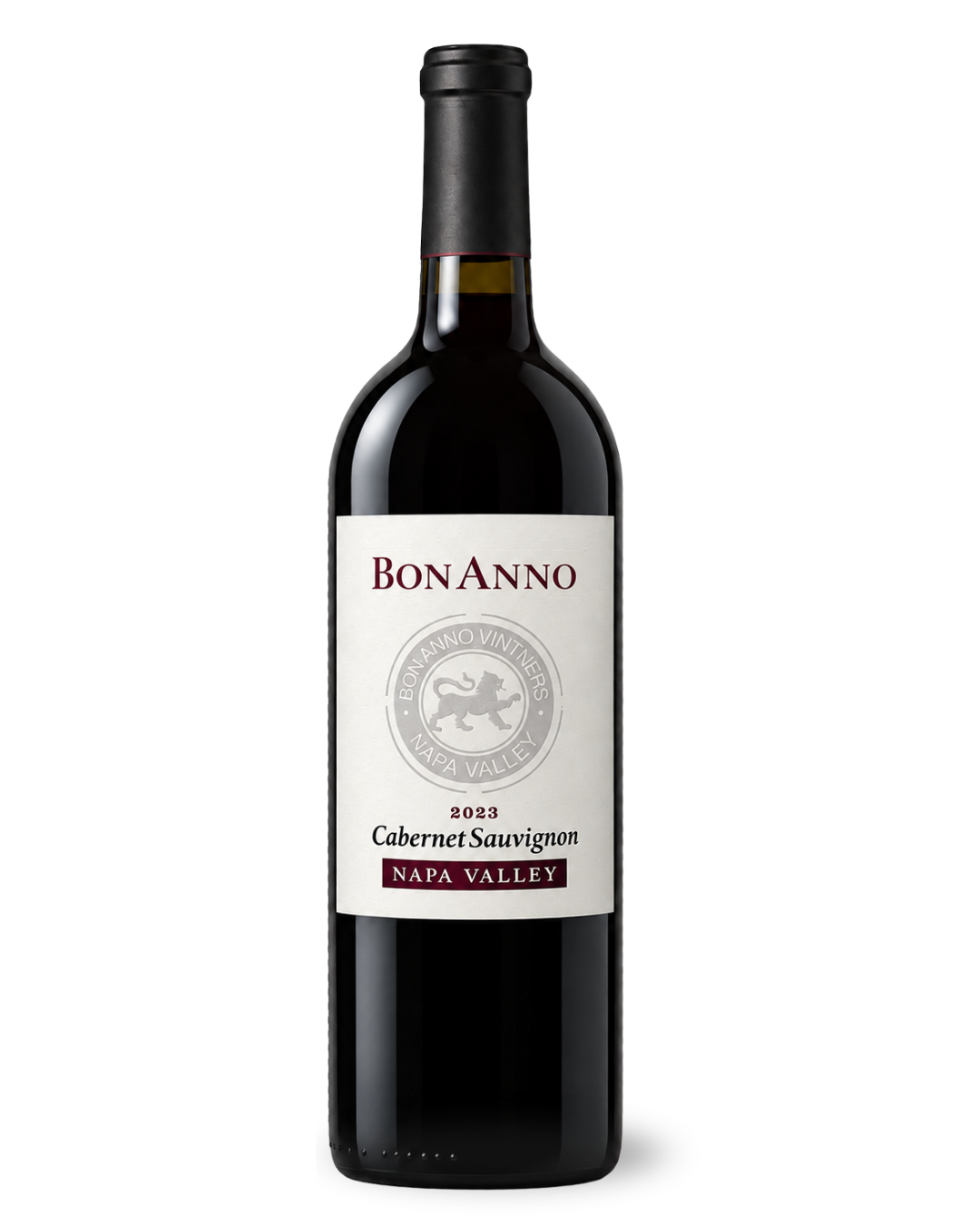 Bottle of BonAnno 2023 Cabernet Sauvignon wine from Napa Valley.
