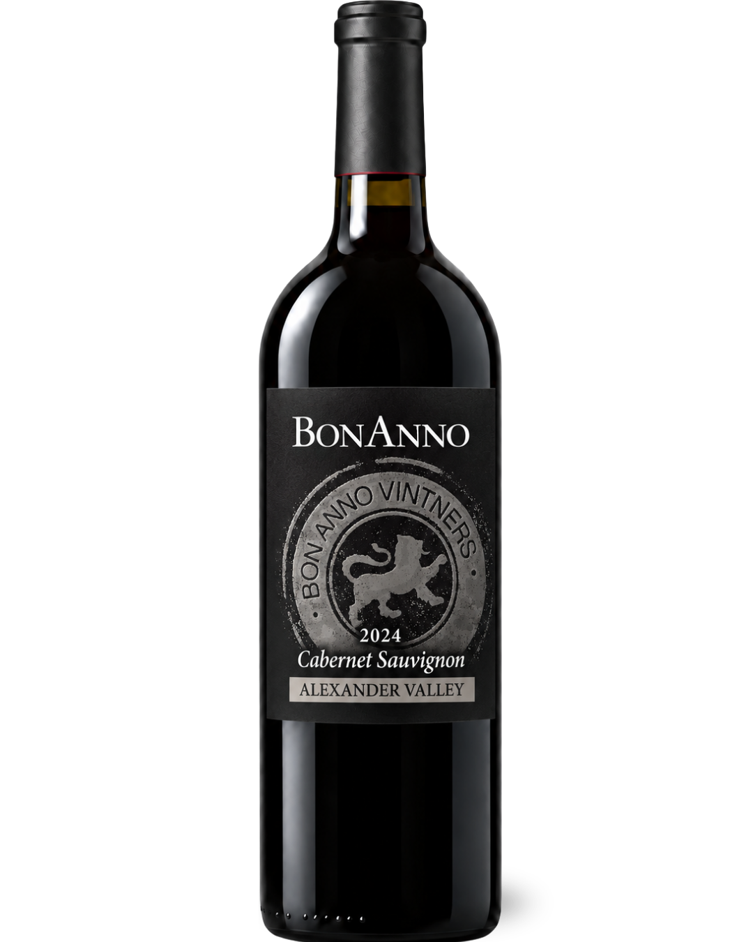 A bottle of BonAnno Vintners Cabernet Sauvignon wine from the Alexander Valley, vintage 2024.