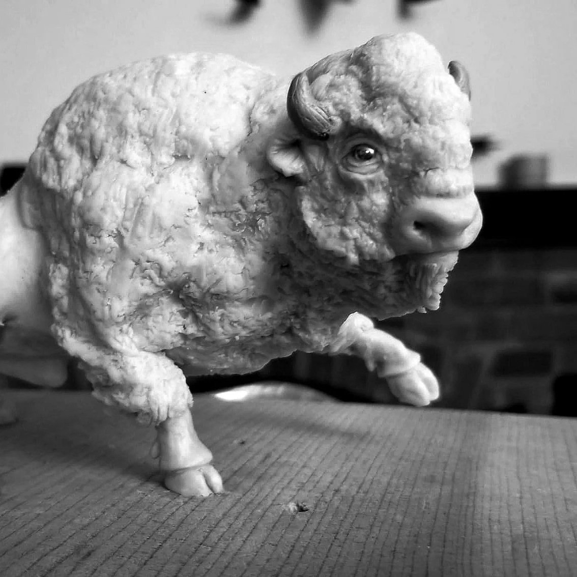 "Buffalo, Run"  polymer clay, 2023