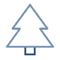 Simple line drawing of a pine tree with a small rectangle at the base representing the trunk.