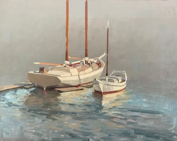 Maine Boat at Dock (16x20)