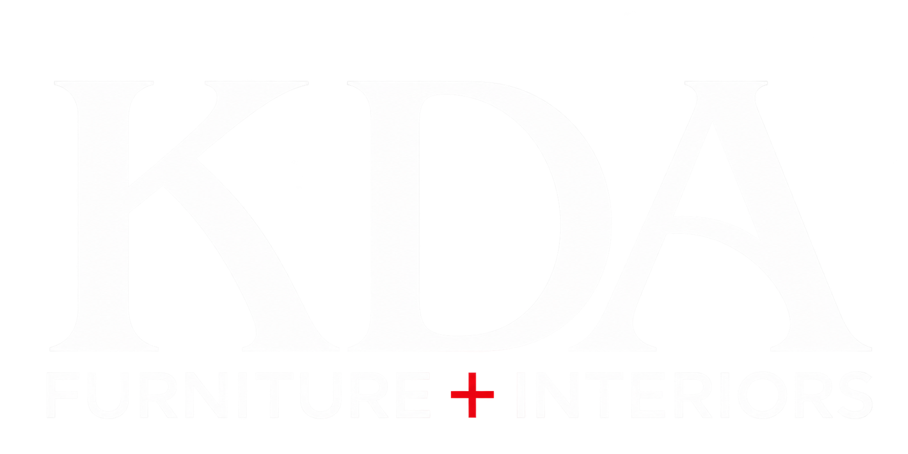 Large white logo with the word "KODIAK" in stylized font and a red cross below, with smaller text reading "FURNITURE+INTERIORS" underneath.