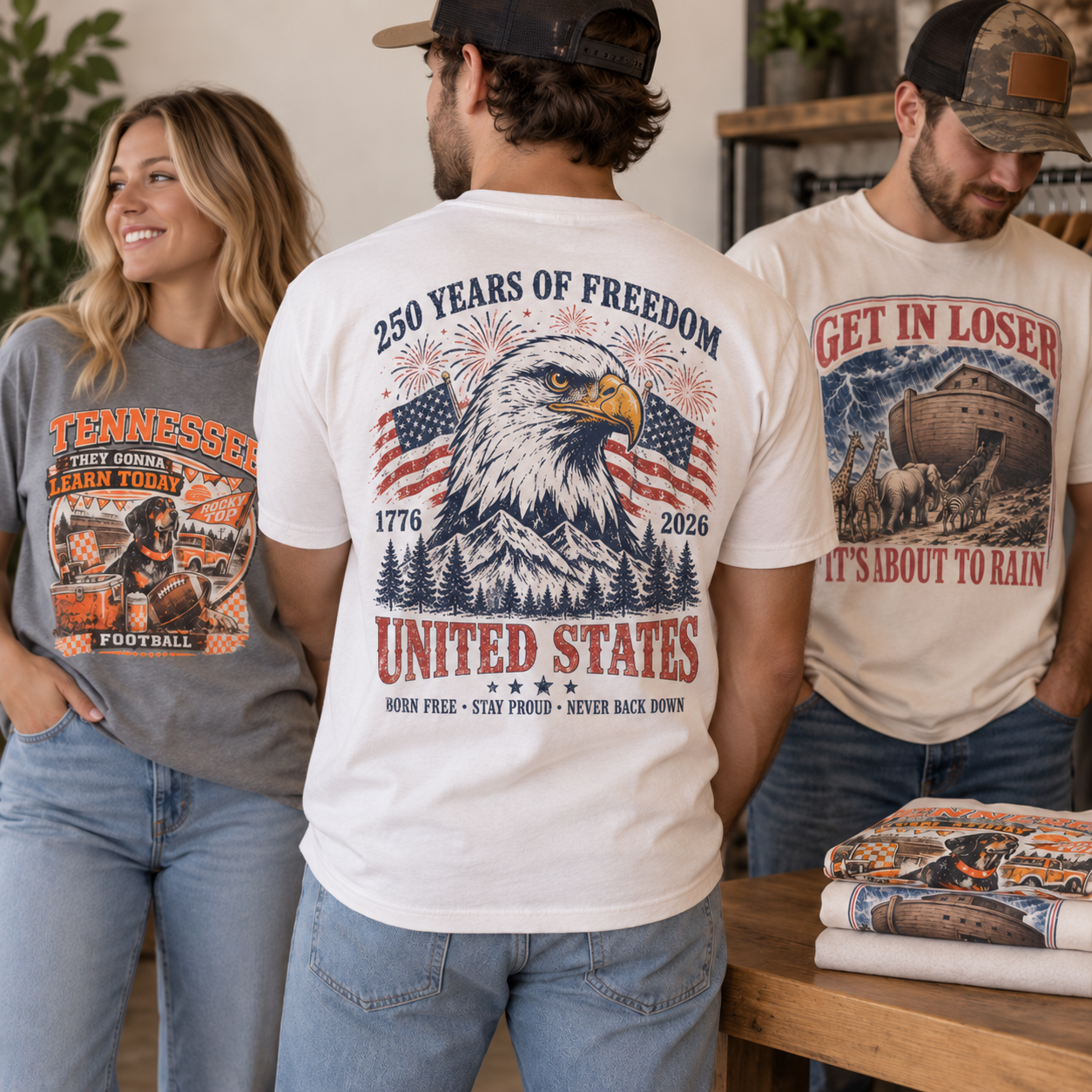 Custom printed patriotic apparel by Forge & Fiber Designs in Chattanooga