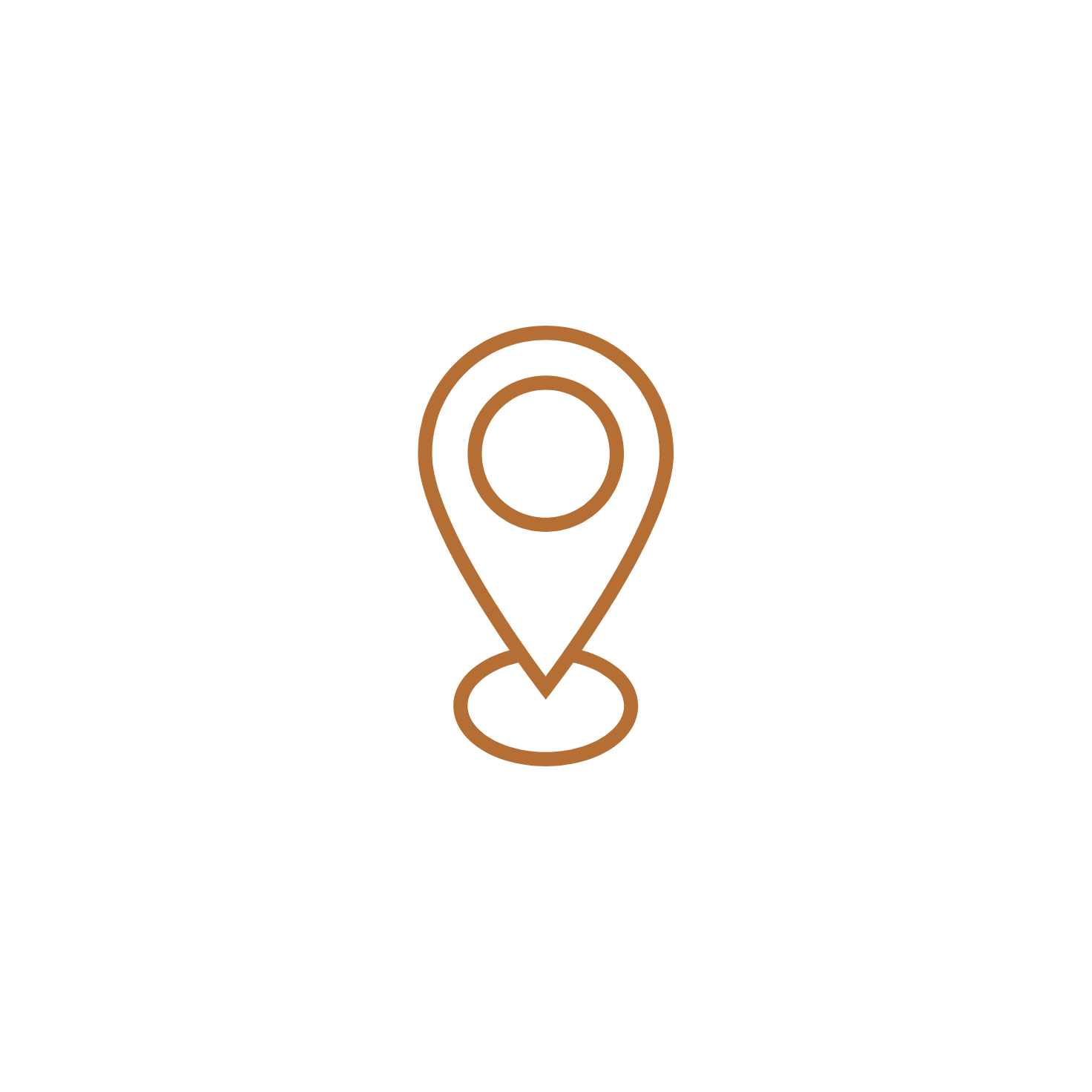 Map pin icon in brown on a black background business in Chattanooga, TN