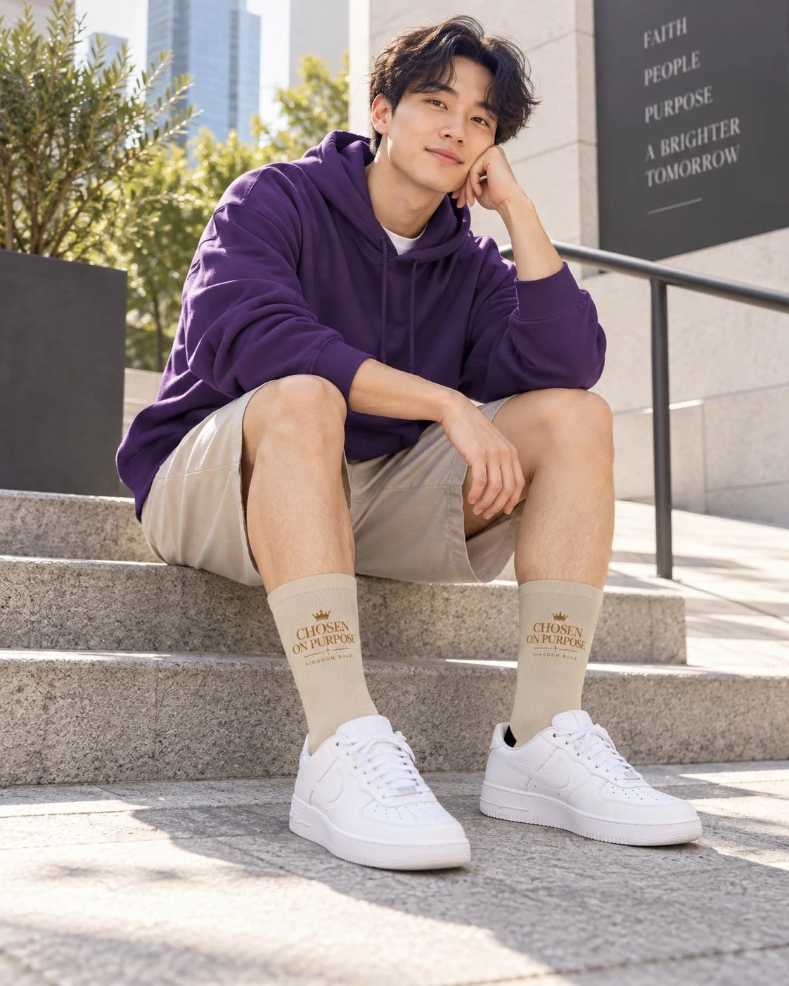 Chosen On Purpose – Sand Printed Cushioned Crew Socks