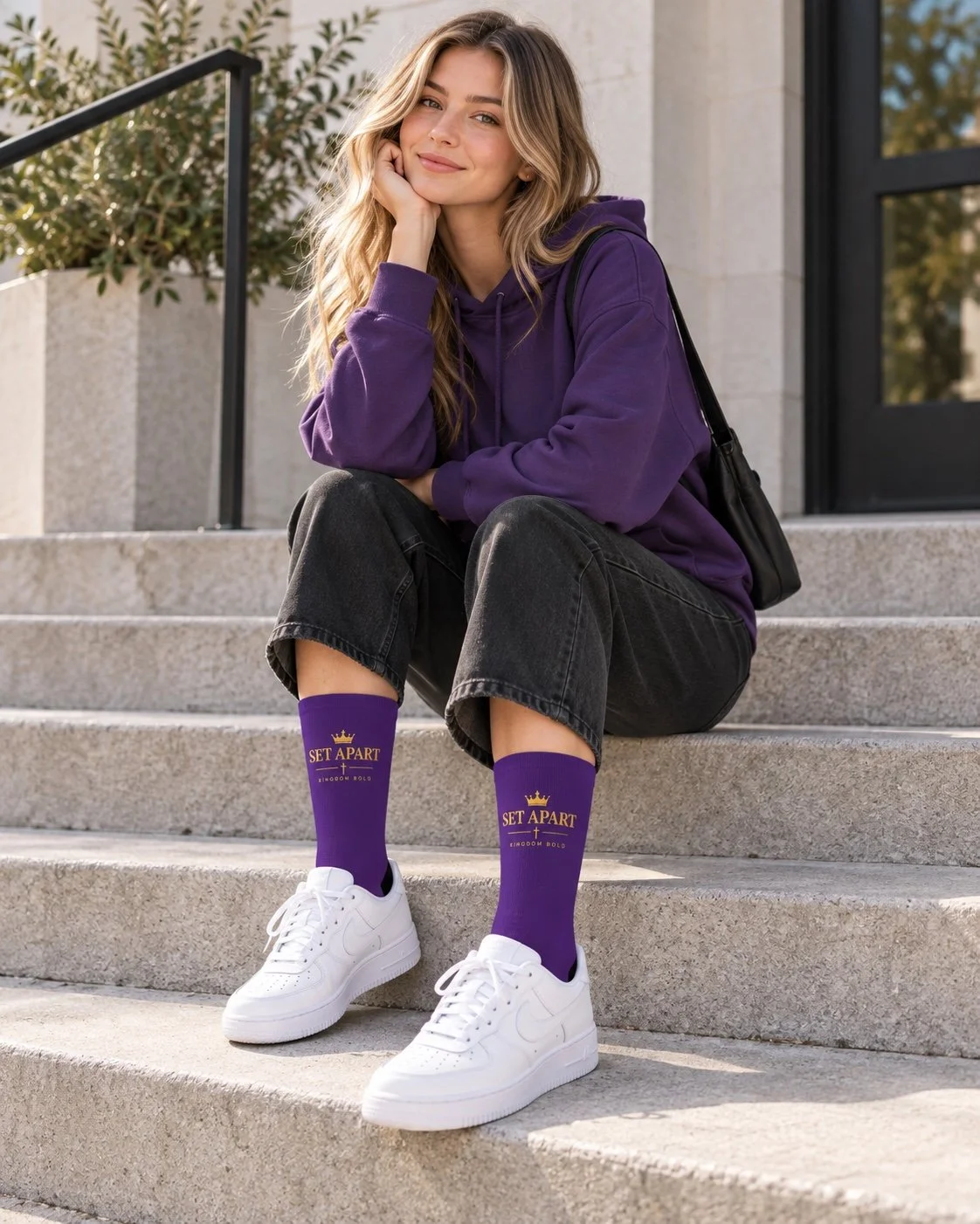Set Apart – Purple Printed Cushioned Crew Socks