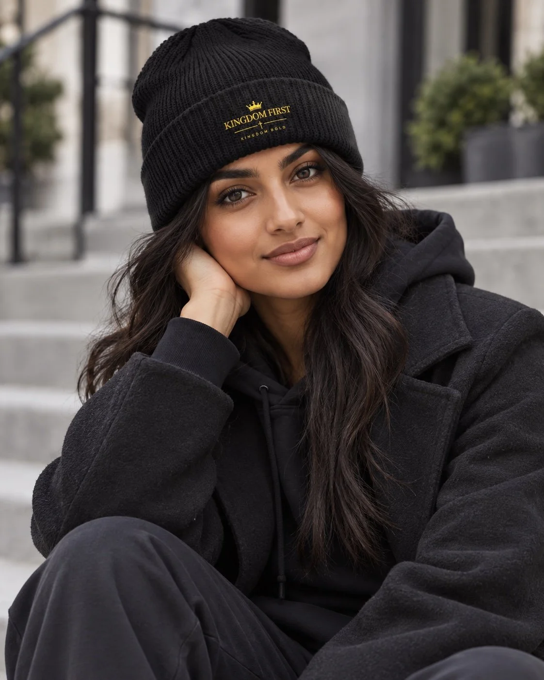 Kingdom First – Black Cuff Beanie