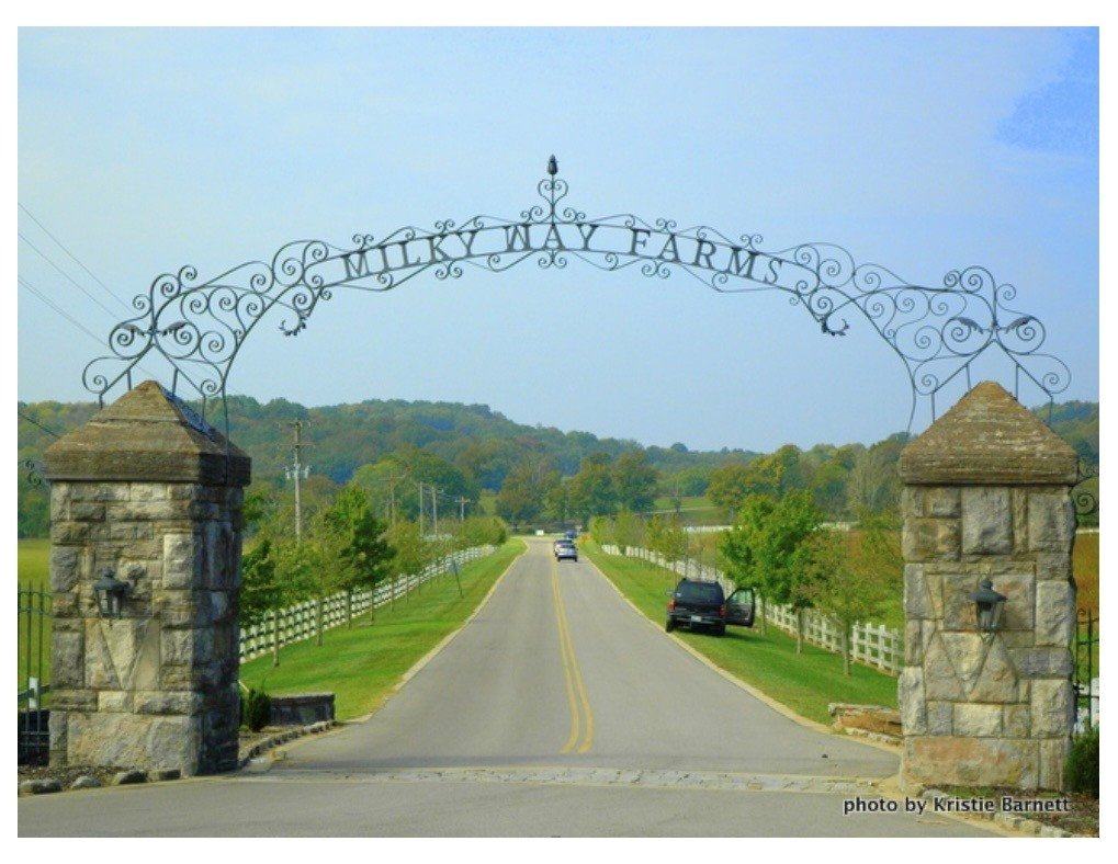 Entrance to Milky Way Farm near Lynnville, Tennessee.