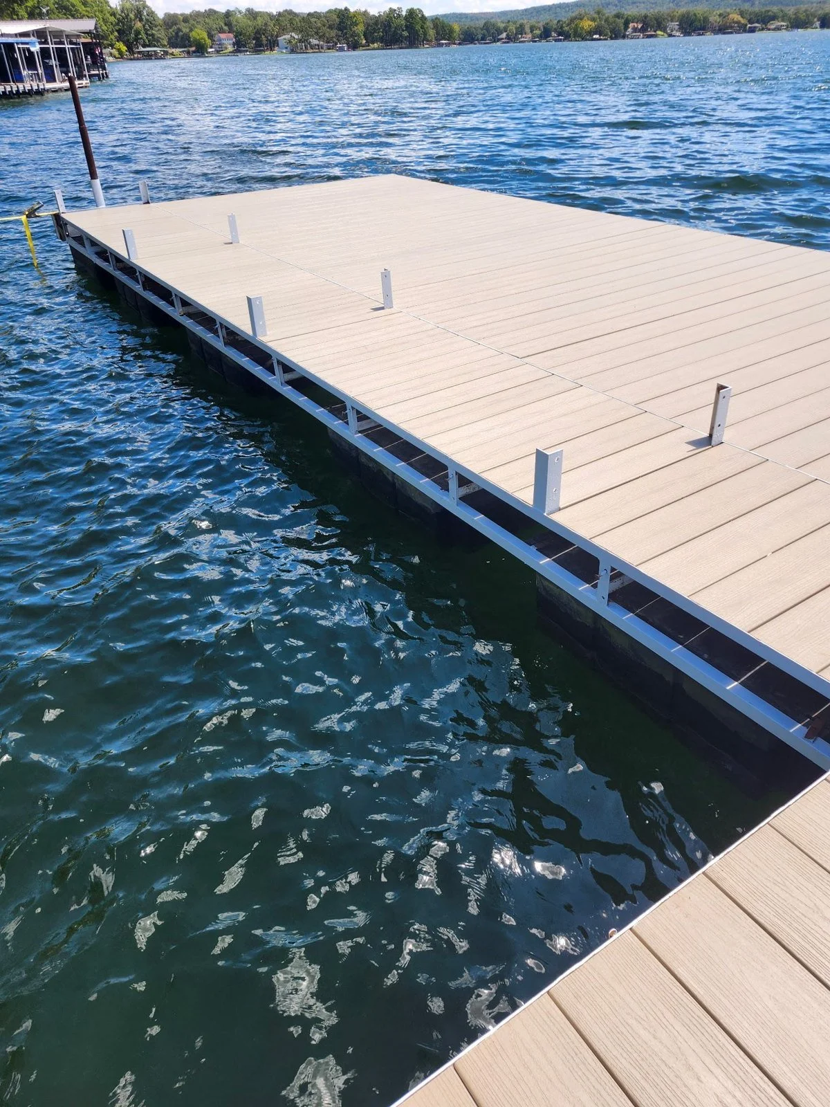 New composite deck on the rebuilt dock at Longpoint Court, Lake Hamilton
