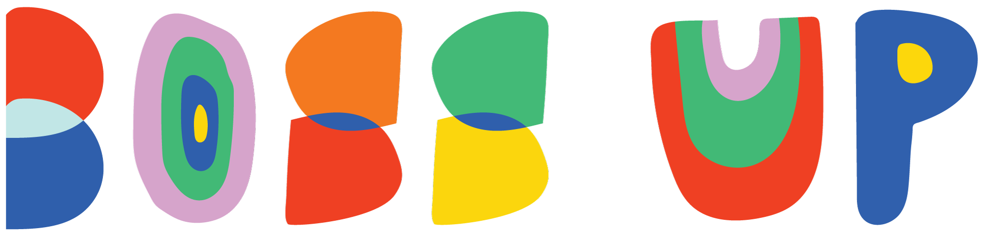 Colorful, stylized letters spelling 'BOBUP' with a layered, abstract design.