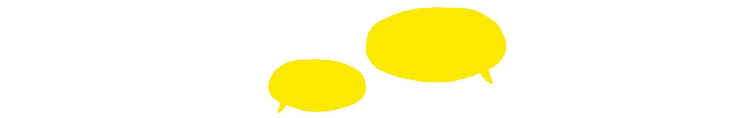 Two yellow speech bubbles of different sizes overlapping each other.