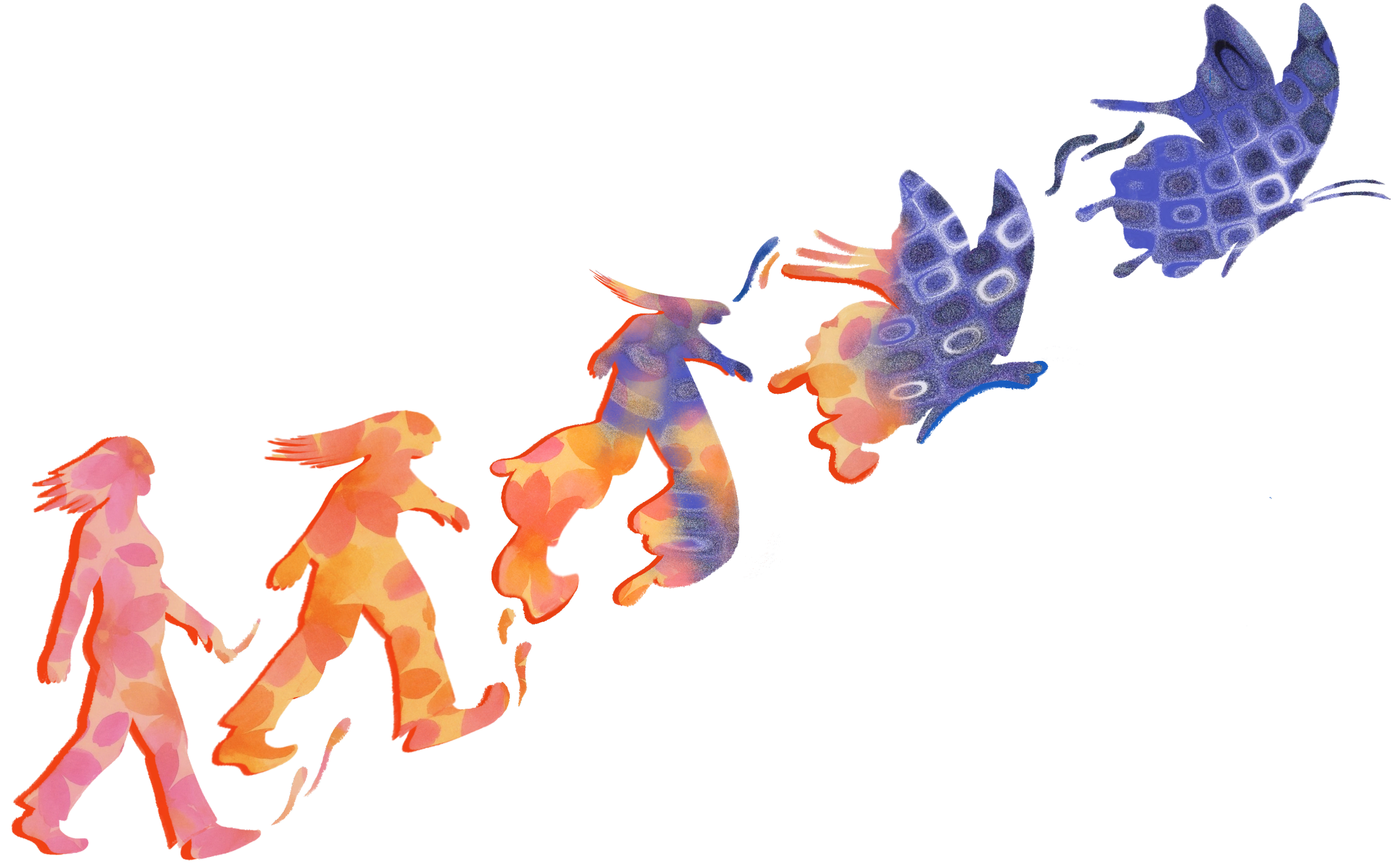 An illustration of a person transforming into a butterfly