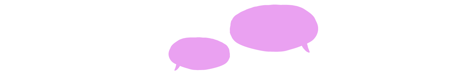Two purple speech bubbles on a plain white background.