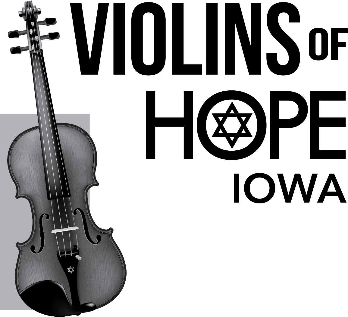 Black and white illustration of a violin leaning against a music stand
