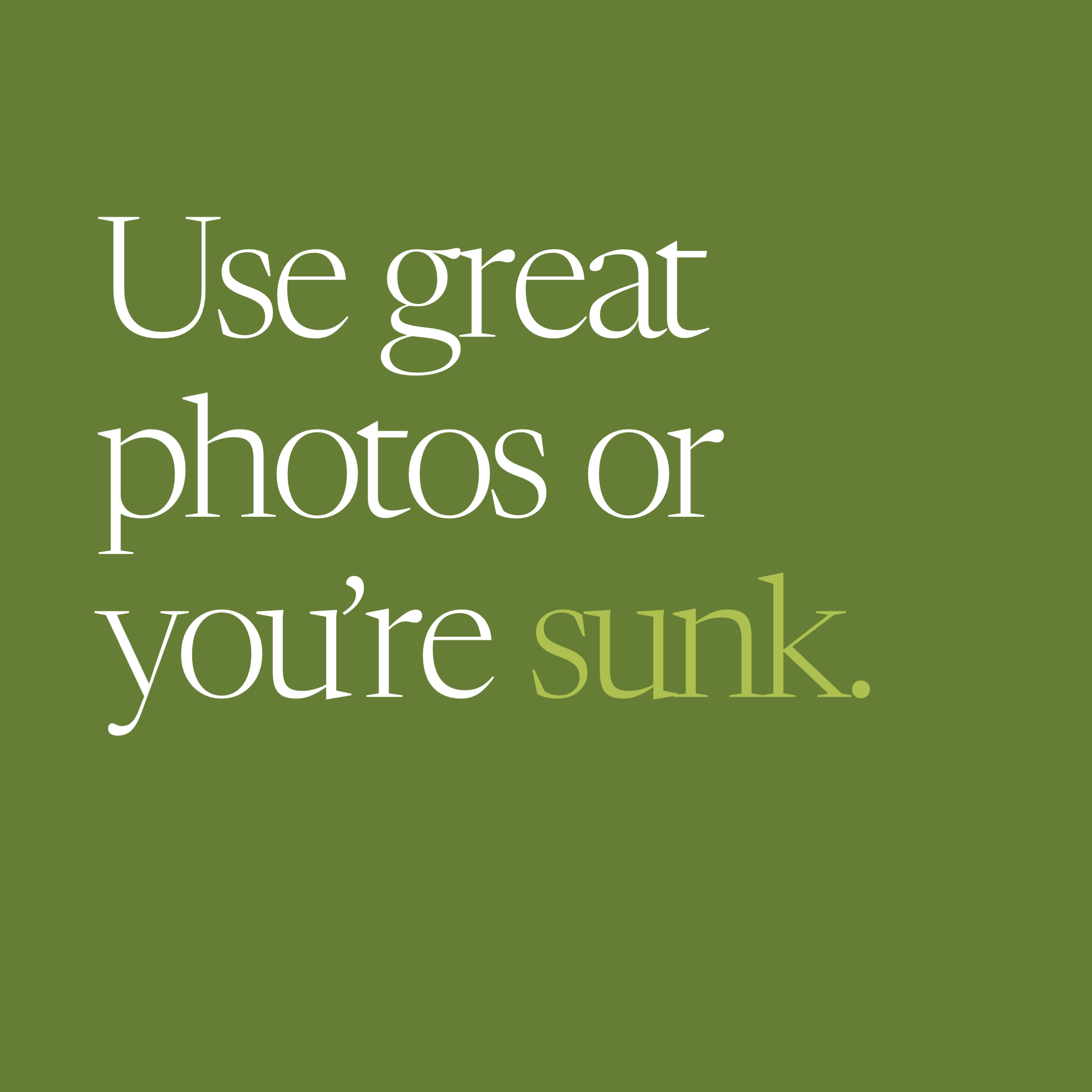 Use great photos or you’re sunk.