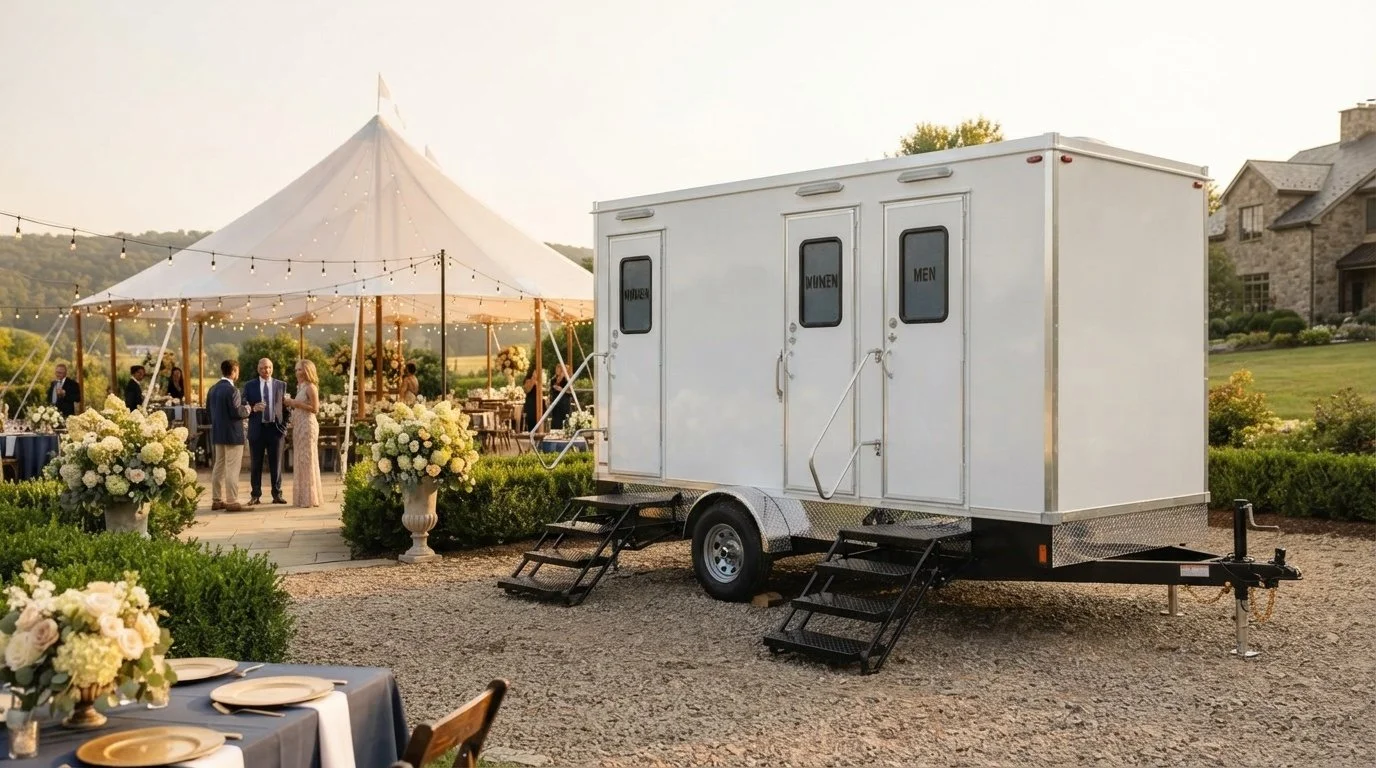 Luxury restroom trailer for weddings in Pittsburgh, PA