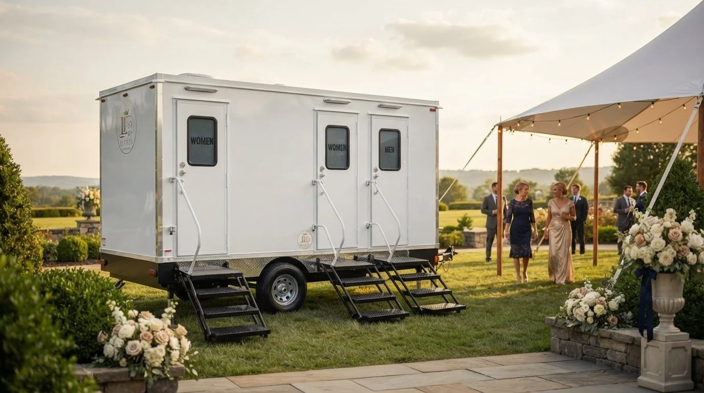 A mobile bathroom trailer for outdoor events in Western Pennsylvania