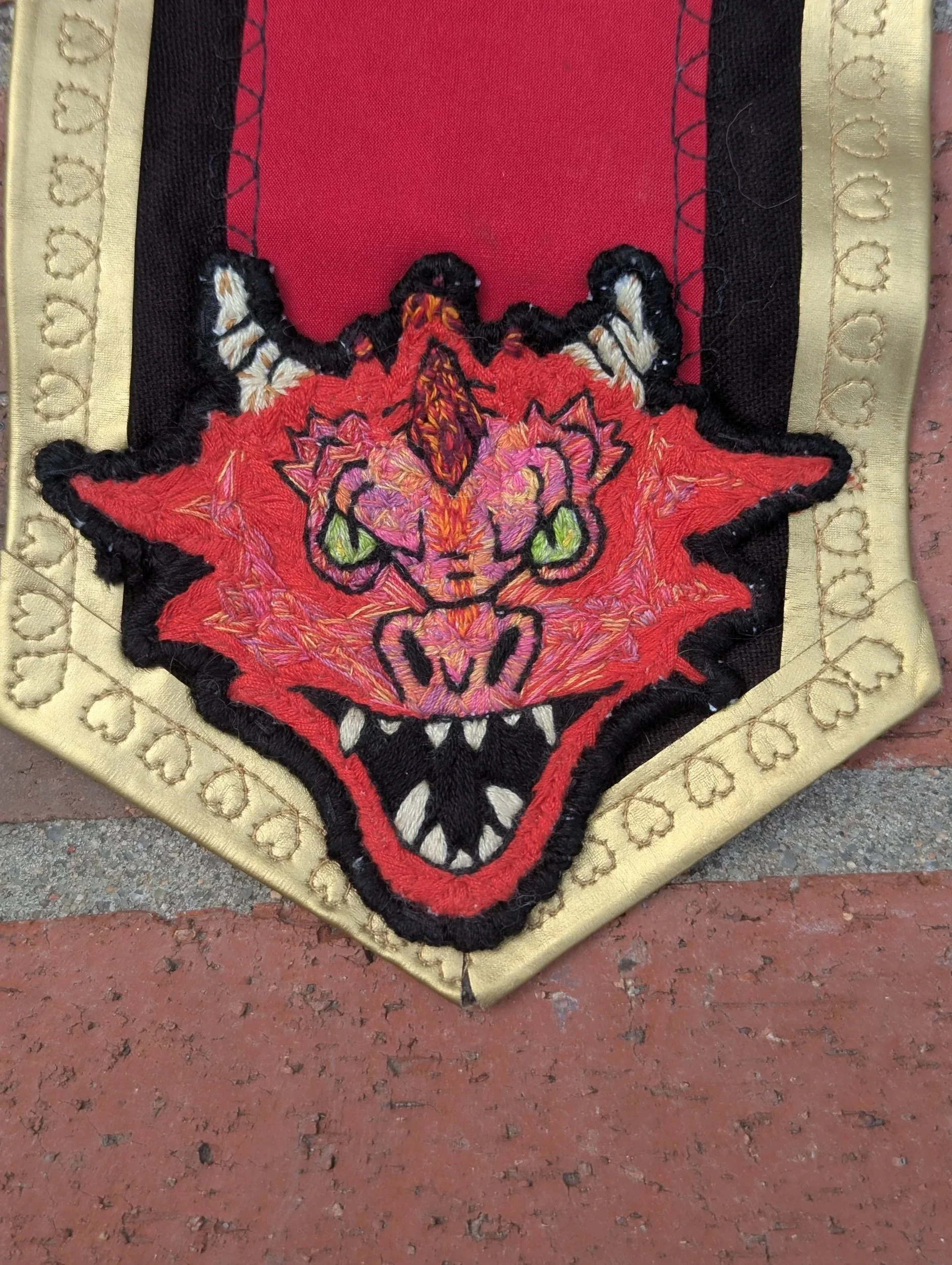 Thread painted dragon patch