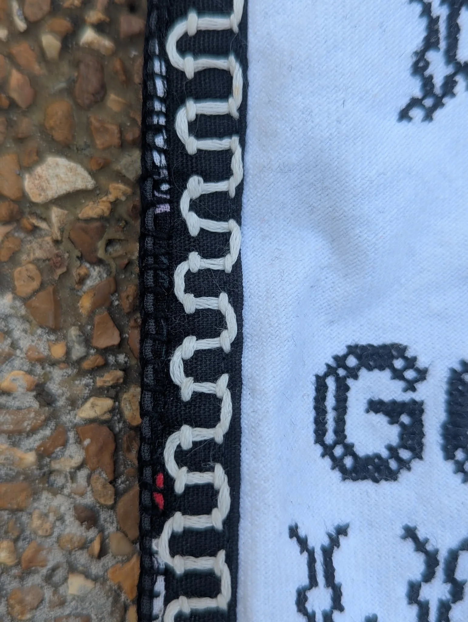 Closeup of hand embroidered border