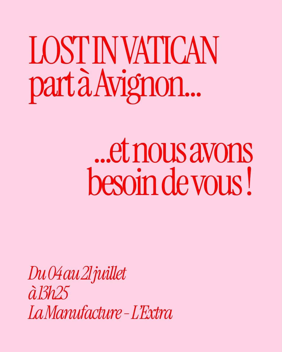 Nous empruntons solennellement les mots de Christine pour lancer notre qu&ecirc;te pour Avignon 🔥🔥
&laquo;&nbsp;si quelques francs tra&icirc;nent au fond de votre poche et un peu de g&eacute;n&eacute;rosit&eacute; tra&icirc;ne au fond de votre c&oe