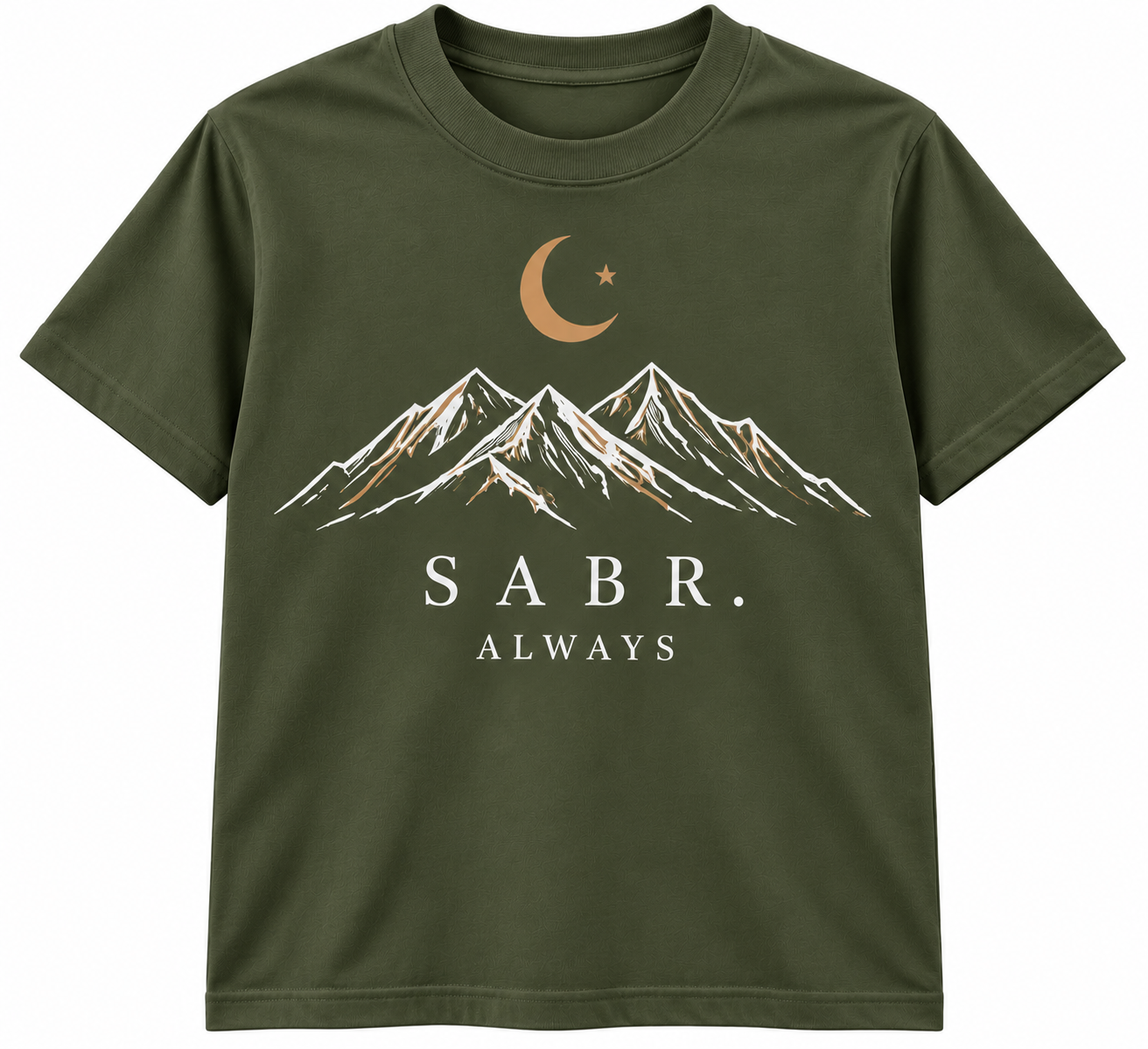 Olive Green Mountain Graphic T-Shirt.png