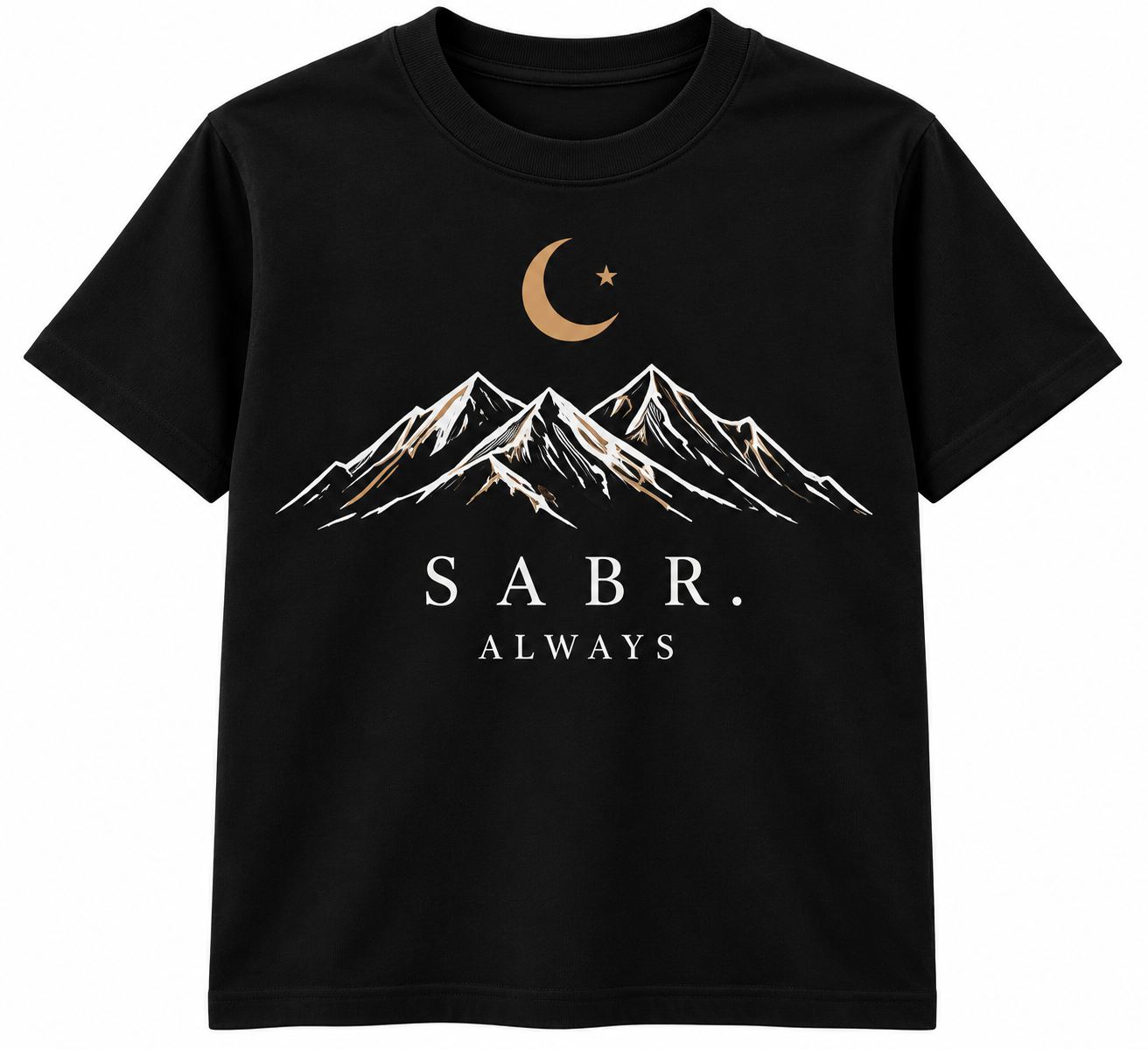 Black T-Shirt with Mountain Moon Design.png
