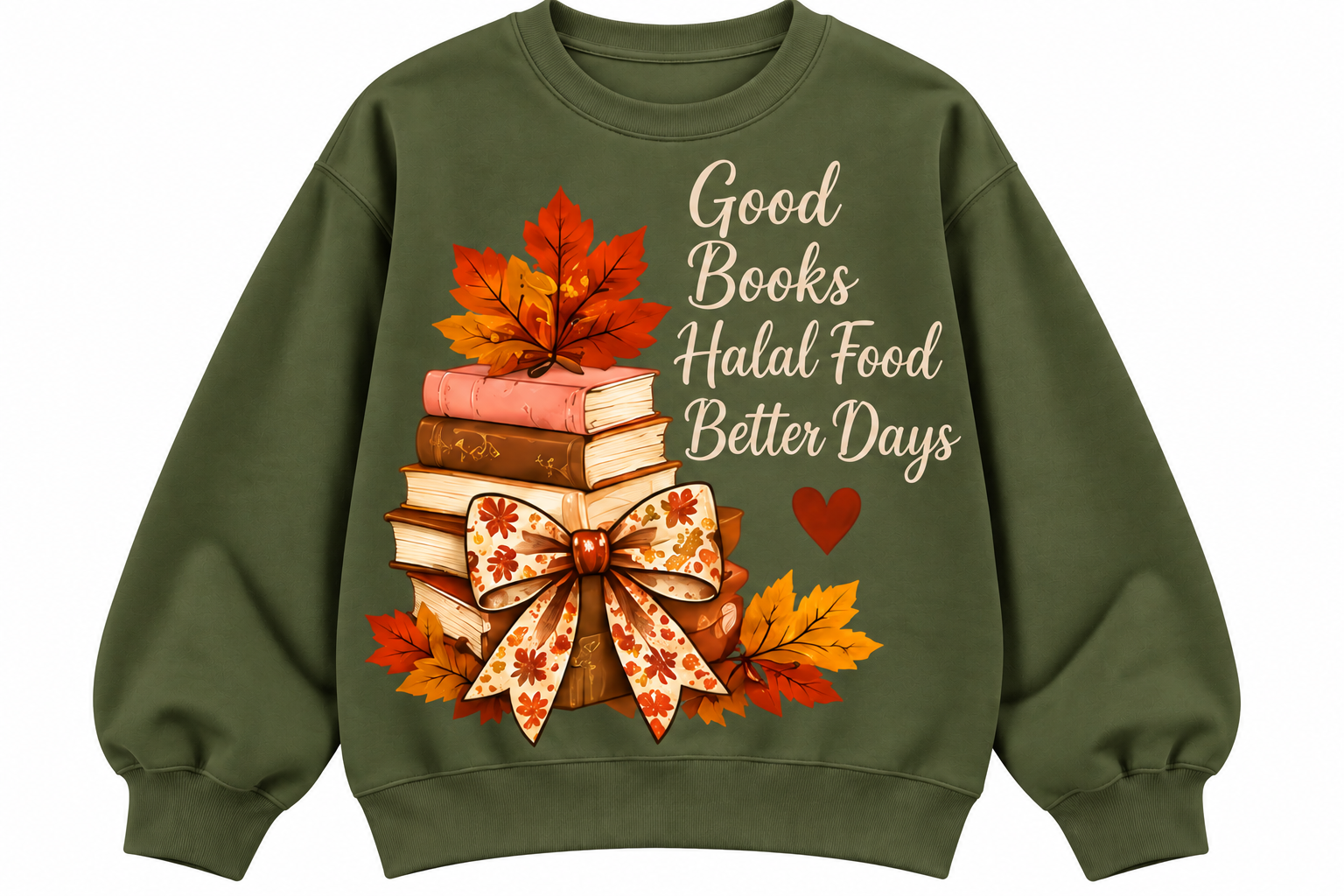 Olive Green Autumn Books Sweatshirt.png