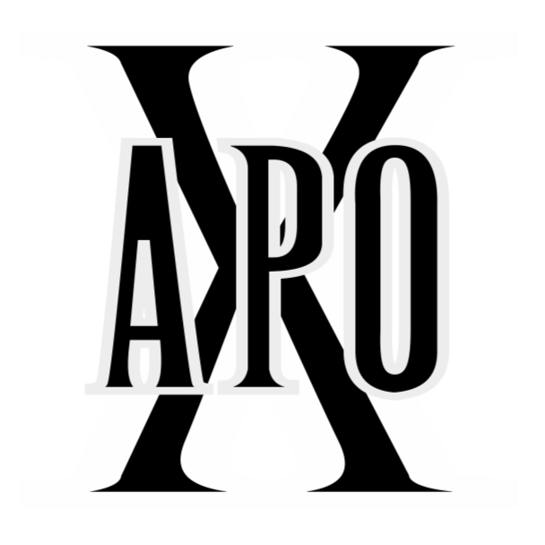 Work in-progress logo for "APO X"