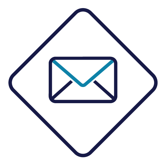 Email icon with an envelope inside a diamond.