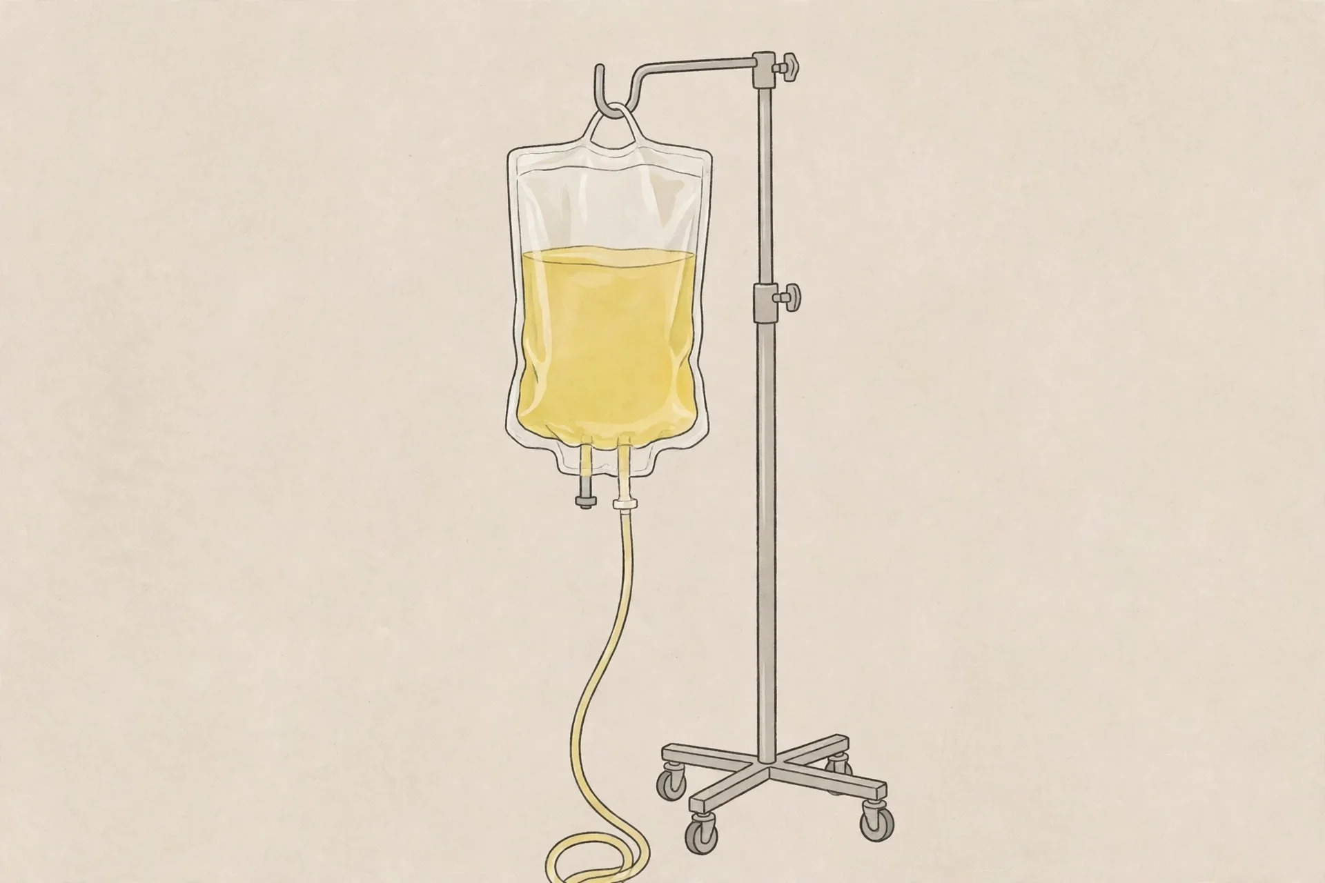 Banana bag IV — the yellow hospital IV, illustrated