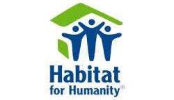 Habitat for Humanity logo featuring three stylized people under a green roof.