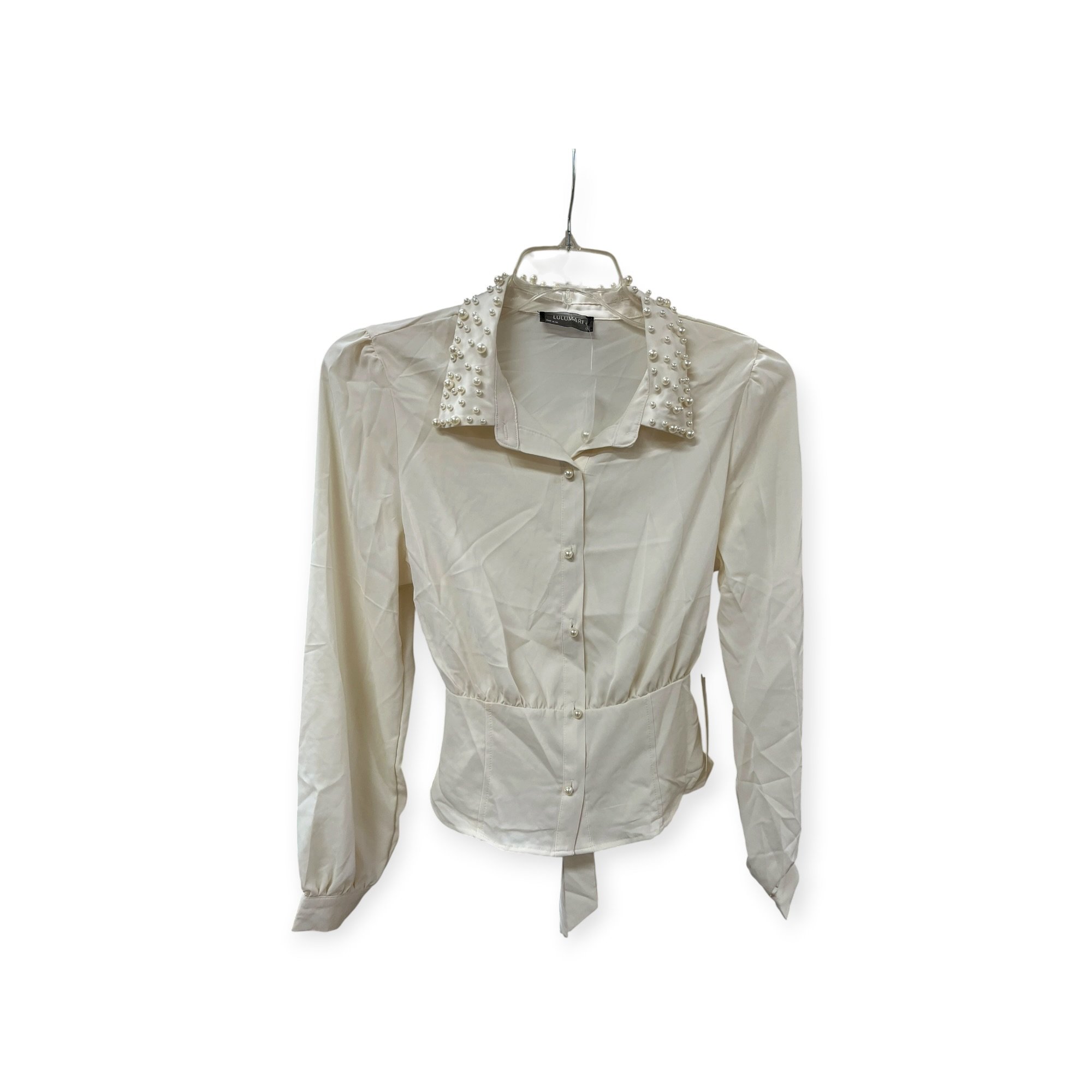 Pearl Collar Peplum Blouse