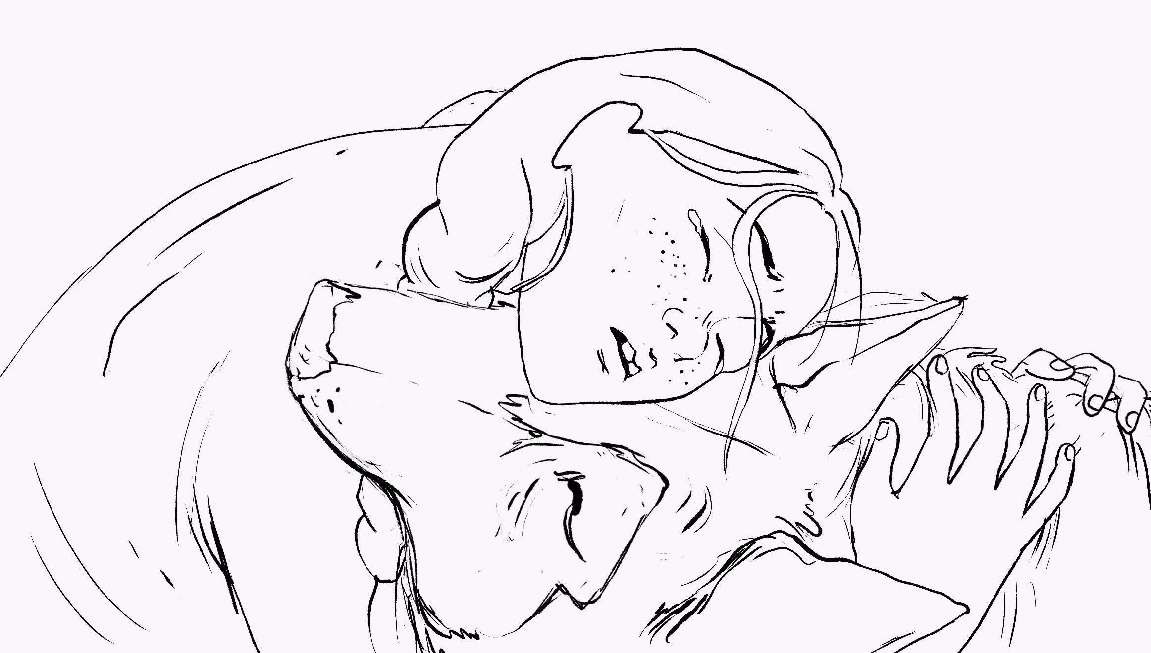 Jenny presses her face against Misty's, eyes closed, arms wrapped around her — Misty.