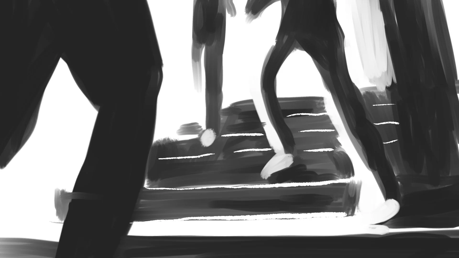 They run up the lit staircase — The Price of Free.