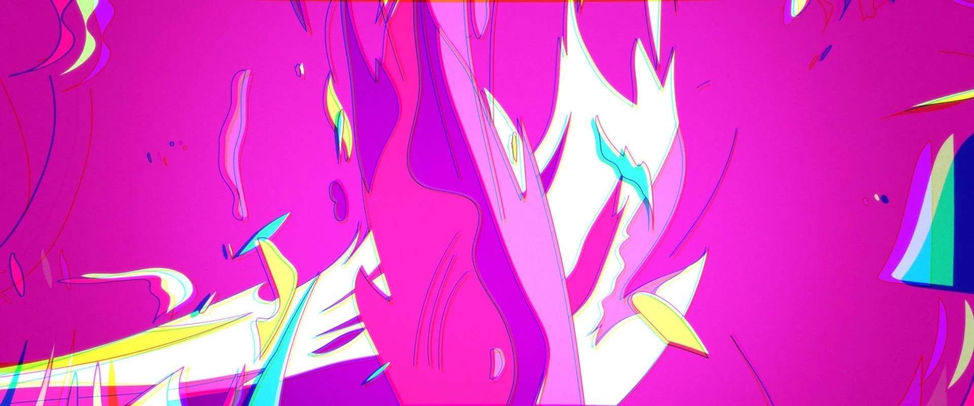 Bright pink and violet flames fill the frame — Toast, Steak & Rosé.