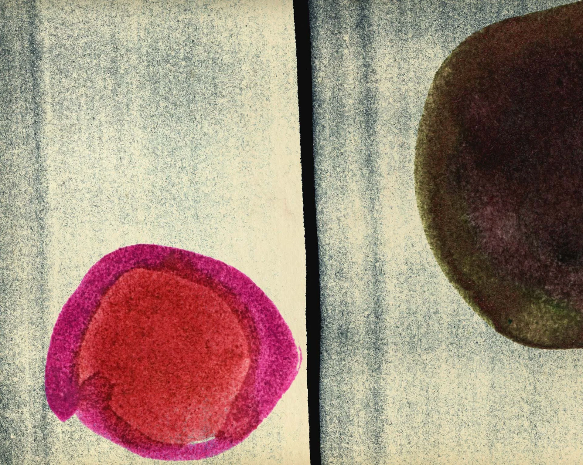 A red circle ringed in magenta sits apart from a dark circle, divided by a black line — All These Sons.
