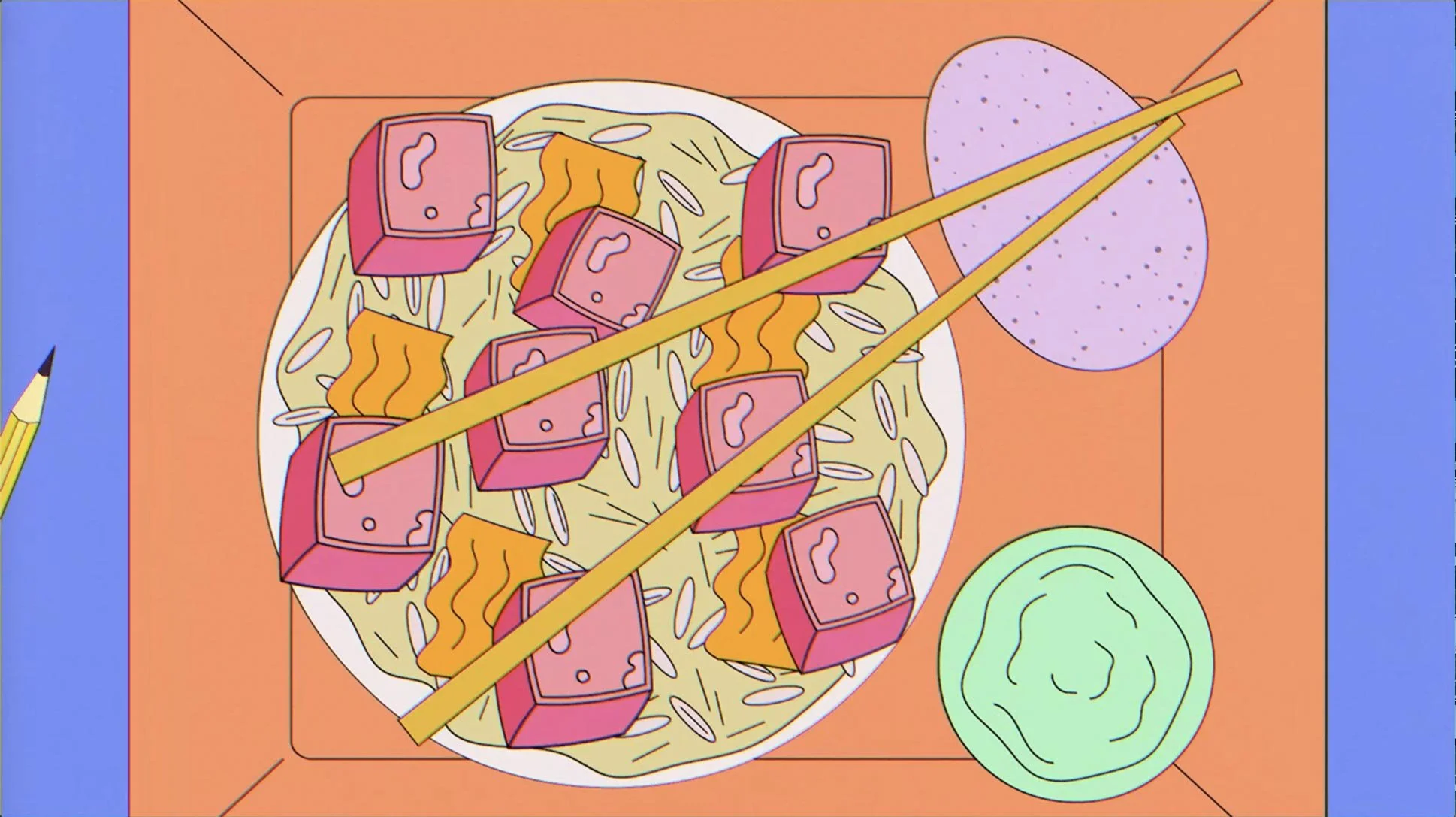 The noodles and kimchi David brought to school for lunch, the only lunch in class that wasn't typical American food — The Next Thing You Eat, Hulu.